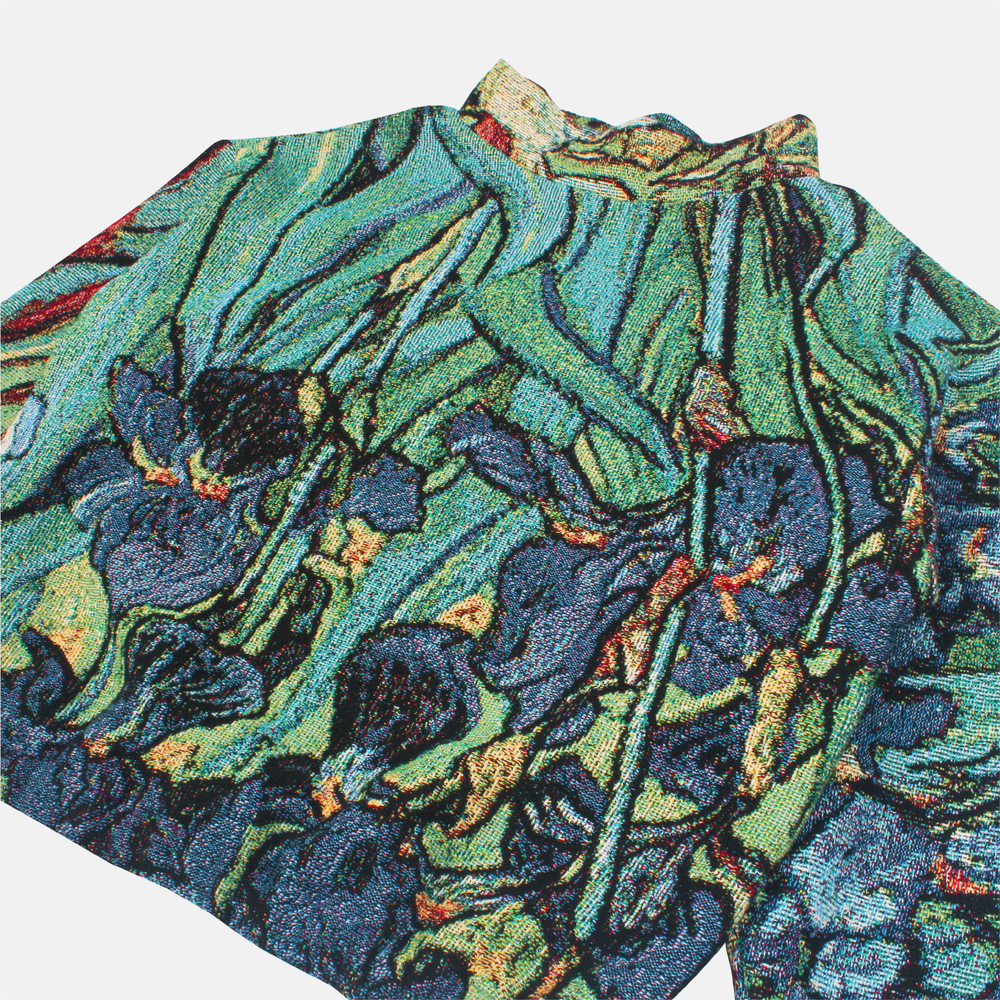 LAUREL WAY IRISES WOVEN PULLOVER