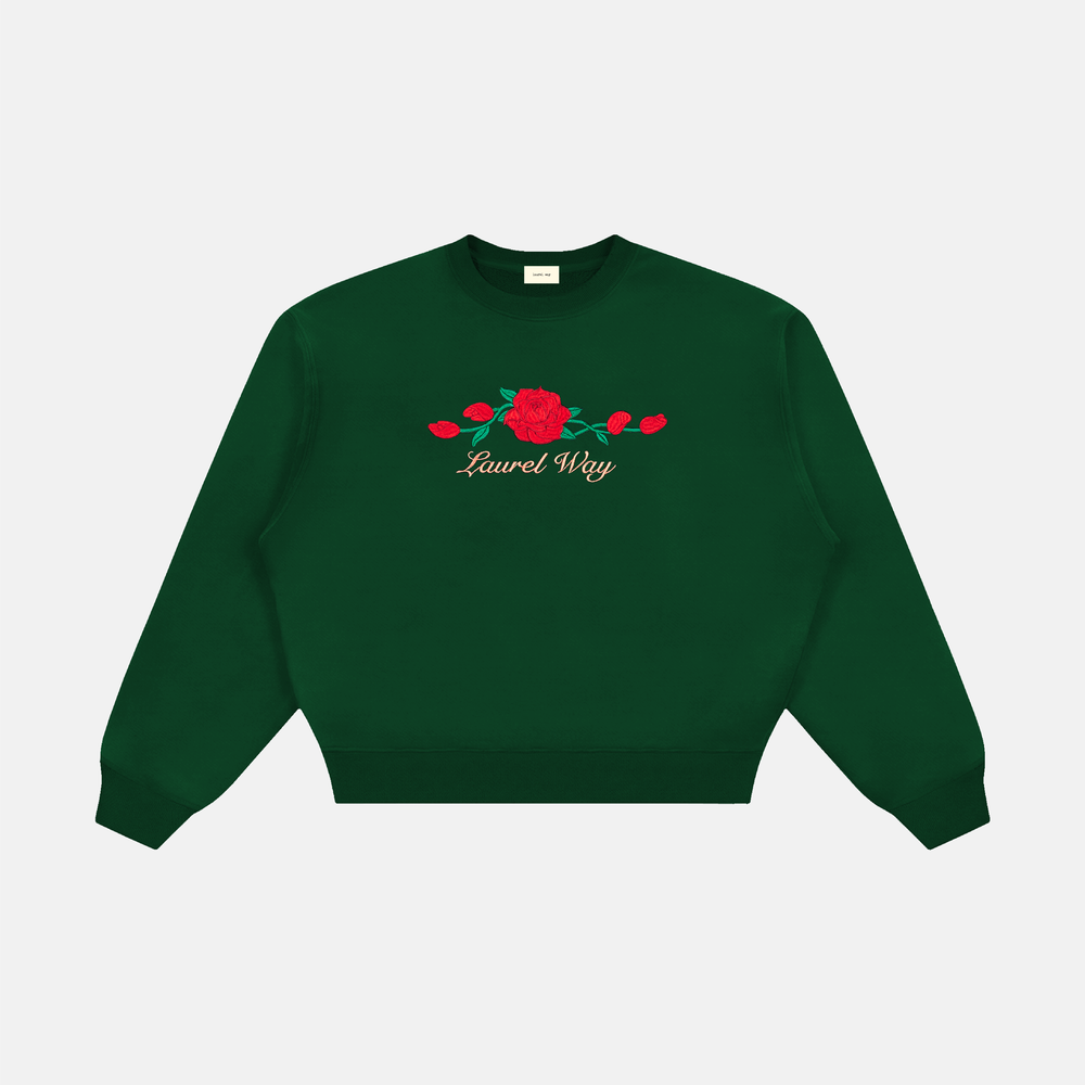 VINTAGE ROSES CREWNECK (HUNTER GREEN)